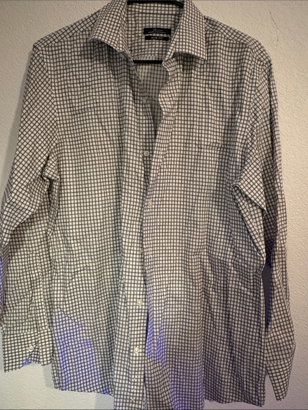 Marc Anthony White and Gray Checked Dress Shirt